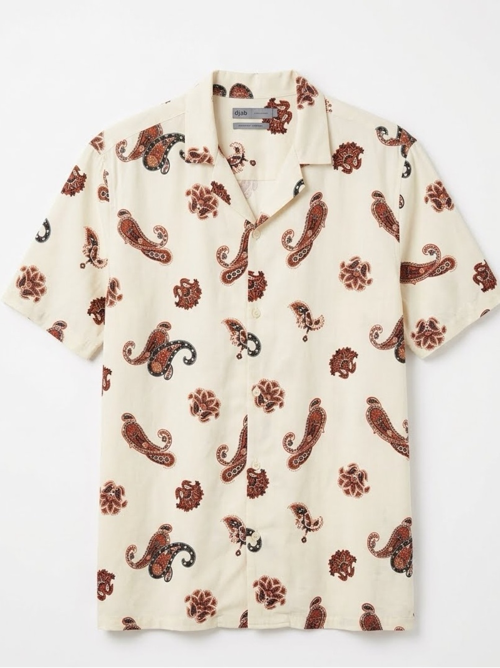 Djab par Simons Rust Paisley Short-Sleeve Button-Up Shirt - Large